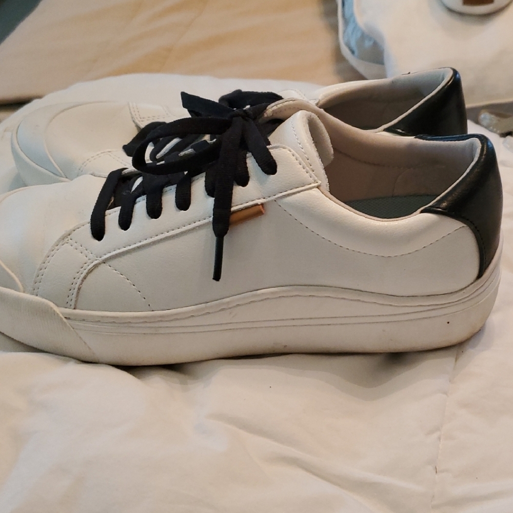 Dr. Scholl's White Sneakers with Black Accents